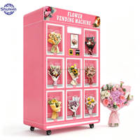 Distributeur automatique commercial de bouquets de fleurs avec paiement par pièces et réfrigération par compresseur, en libre-service