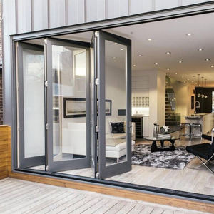 דלתות פטיו מתקפלות מאלומיניום OUNA AS2047 עם זכוכית כפולה, אטומות לרעש, דלתות אקורדיון מזכוכית מתקפלות - Product Image 1