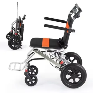 Harga grosir untuk kursi roda Manual kursi roda ringan karton lipat nyaman badan logam campuran aluminium perawatan kesehatan 12 KG