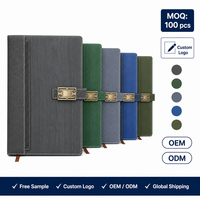 Carnet de notes OEM en cuir PU rigide A5 avec logo personnalisé, double texture, fermoir bronze, 100 feuilles, reliure cousue