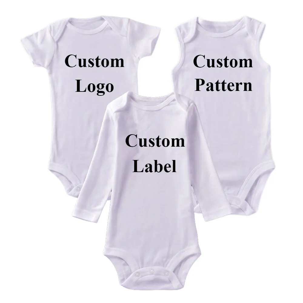 Wholesale rompers baby boy&girl clothes 100% cotton white plain long sleeve baby romper knitted baby onesie