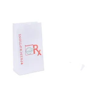 Saco rx, saco de airsickity, saco de papel de farmácia com papel branco adesivo para uso de medicina/hospital