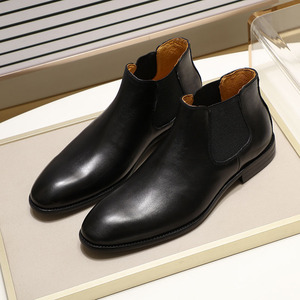 Botas de Tobillo para Hombre, Primavera-Otoño, Parte Superior de Cuero Genuino con Estampado de Leopardo, Suela de Goma, Impermeables, para Trabajo - Product Image 1