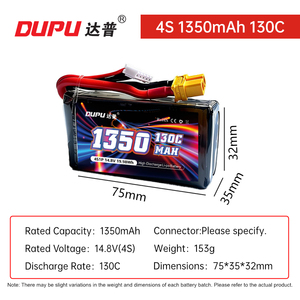 最畅销的DUPU 1350mAh130C150C锂聚合物电池XT60适用于FPV <span class=keywords><strong>3</strong></span> 5 7英寸赛车自由式无人机高放电性能 - Product Image 4