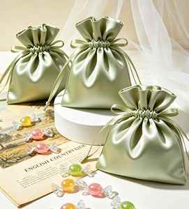 Customized Reusable Silk Satin Gift <b>Drawstring</b> Pouch Luxury Hair Jewelry Cosmetic <b>Makeup</b> Cute Cellphone Shoe Dust Packaging <b>Bags</b> - Product Image 6