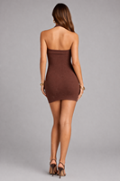 Maßgefertigtes OEM Damen Neckholder Bodycon Minikleid Geripptes Strick Ärmelloses Rückenfreies Sexy Cocktail Abend Clubwear Figurbetont Schick Boutique