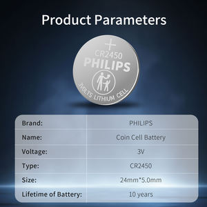 เซลล์เหรียญแบบชาร์จไฟไม่ได้สำหรับลำโพงกล้องและนาฬิกานาฬิกานาฬิกาแบตเตอรี่ลิเธียมแบบกระดุม CR2450ของฟิลิปส์ - Product Image 6