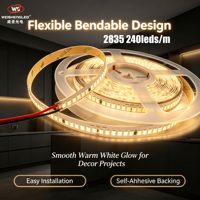 Lampu Strip LED Fleksibel 5m IP20 Daya Tinggi 18W/m 2835 SMD DC12V 240leds/m Garansi 5 Tahun