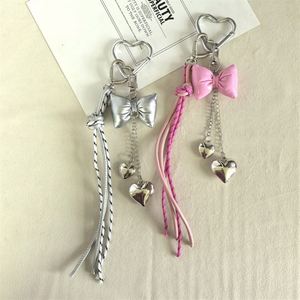 Modern and Simple Unique Design Leather Bow Heart <b>Keychain</b> Bag Pendant <b>Personality</b> Ins Tassel Decoration - Product Image 4