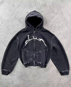 Sweat-shirt court en coton Boxy pour hommes de qualité supérieure Sweat à capuche Streetwear Logo personnalisable Sweat à capuche imprimé respirant - Product Image 1