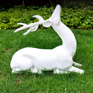 Escultura de Ciervo de Fibra de Vidrio con Diseño Abstracto de Animal, Reclinado, 550x250x500mm, Decoración para Oficina, Regalo de Inauguración, Muebles de Exterior - Product Image 2