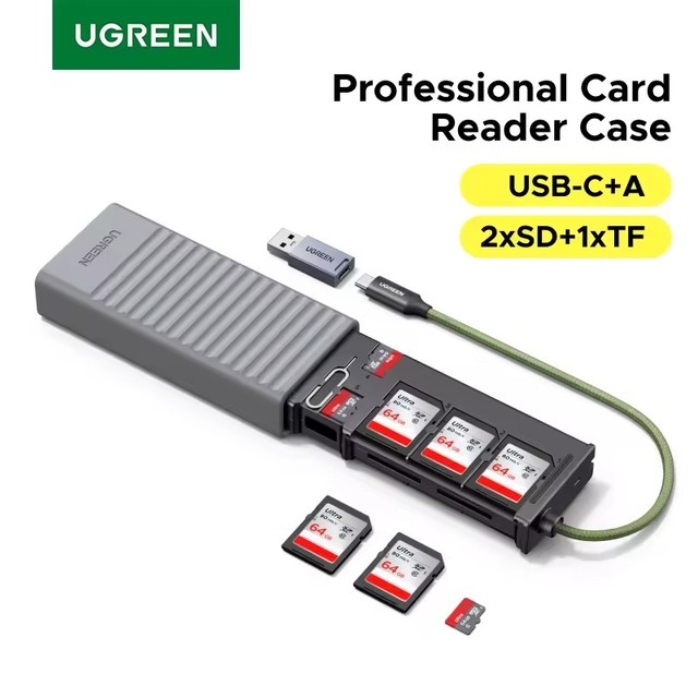 UGREEN USB C Card Reader Storage Case High Speed Memory Card Case OTG Adapter with 12 Slots Holder for Cameras SD TF Card Holder