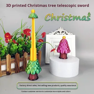 Épée rétractable en verre imprimée en 3D, ornement d'arbre de Noël, échelle 1/12, cadeau de Noël créatif, jouet - Product Image 2