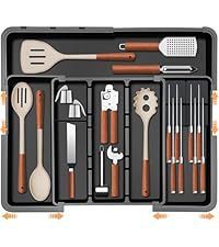 Organizador de Cubiertos Ajustable para Cocina, Caja de Plástico Negra de PP, Expandible, para Cajón, Bandeja para Utensilios de Cocina, Porta Cubiertos - Product Image 4