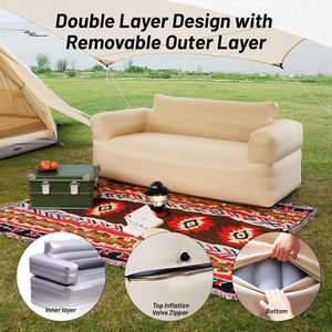 ダブル自動インフレータブルソファ大人用屋外キャンプ & 家庭用2シートポータブルレイジーソファベッド内蔵空気ポンプ付き - Product Image 5