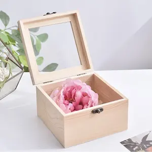 Caja de memoria de regalo de madera Caja de almacenamiento de madera con logotipo personalizado para fotos Tarjetas Recuerdos Regalo de aniversario de boda Día de San Valentín