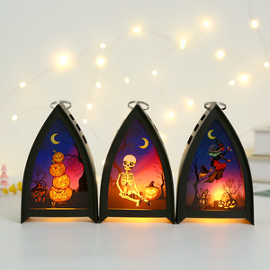Lámpara de viento de Halloween 2025, vela LED parpadeante con Base de Calavera, soporte de calabaza, decoración de patio embrujado, funciona con pilas - Product Image 1