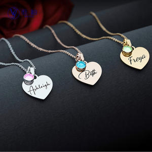 Collar de Acero Inoxidable con Corazón y Piedra de Nacimiento, Grabado con Nombre Personalizado, Regalo para el Día de la Madre, Producto para Dropshipping en Shopify - Product Image 4