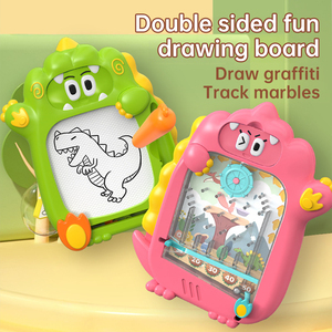 Tablet gambar kartun dinosaurus 2 in 1, papan gambar anak, Tablet menulis magnetik, permainan meja dua sisi dinosaurus untuk anak-anak - Product Image 2