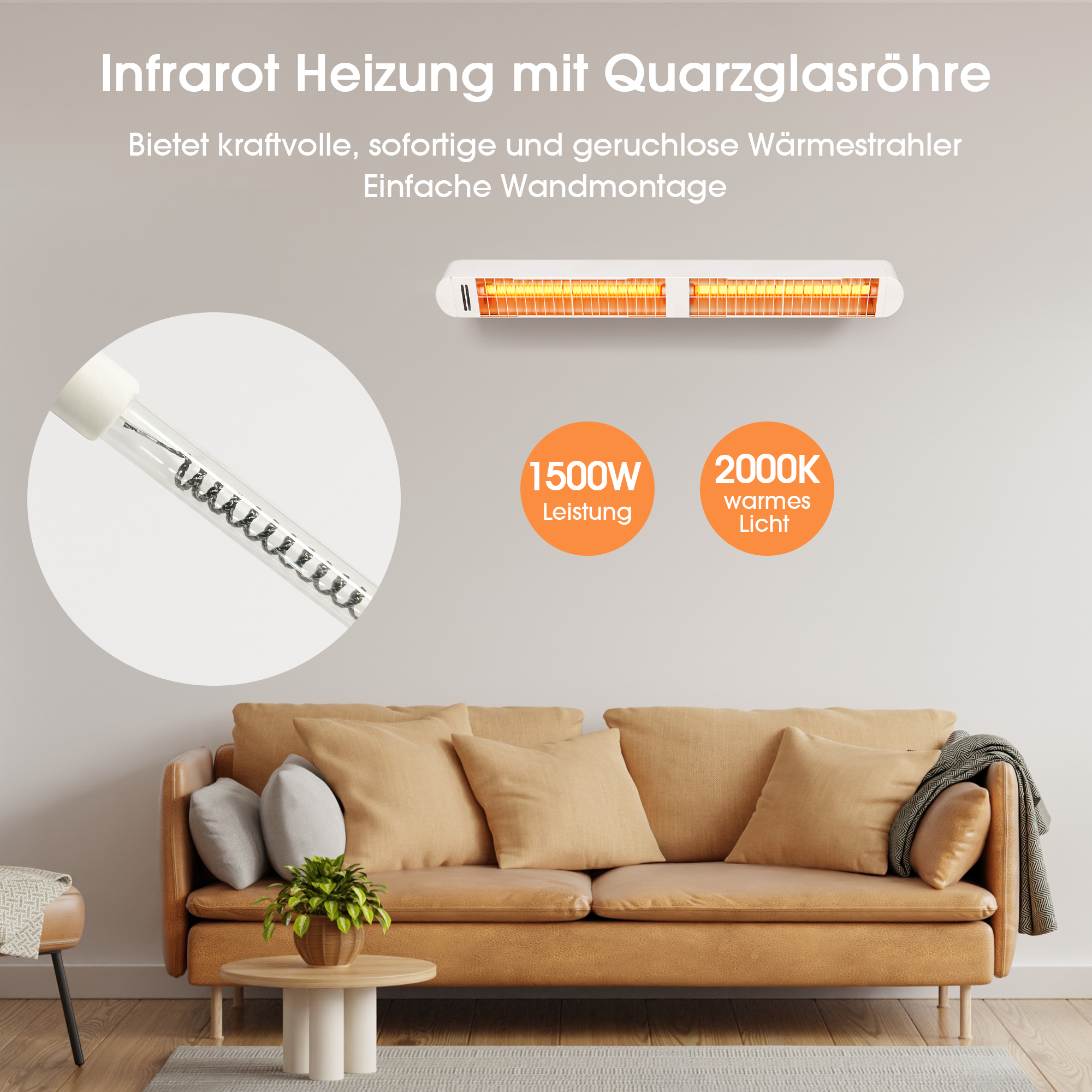 Smart Electric Infrared Heater WiFi Control Wall Mounted Heater for Home