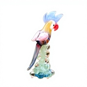 Elegante Adorno Floral de Cristal con Forma de Loro, Accesorio Decorativo para Oficina - Product Image 1
