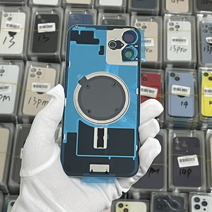 Back Cover Glass+Iron Plate +Magnetic Metal Ring Replacement for iPhone 14 15 16 17 Pro Max Cracked Rear Door Housing Repair - Product Image 4