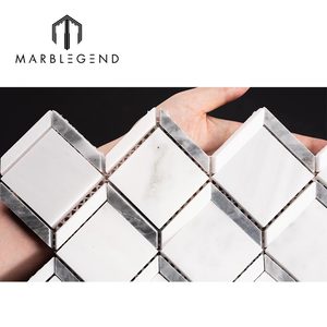 Azulejos de Mosaico de Diamante 30x30 Fornecimento Direto de Fábrica para Projetos de Villa e Hotel Mosaico de Pedra 3D Mármore Branco Milano - Product Image 2