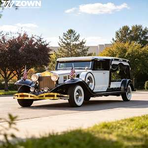 Voiture funéraire classique vintage de luxe avec rideaux de fenêtre pour transport de cercueil - Product Image 1
