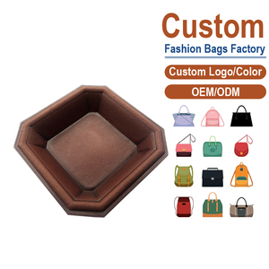 Plateau octogonal en cuir tanné végétal fait main – Organisateur vintage pour Wenwan et bijoux avec finition grain naturel - Product Image 2