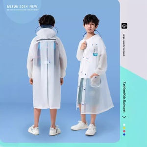 Imperméable <span class=keywords><strong>transparent</strong></span> réutilisable pour enfants (5-12 ans) avec compartiment à sac à dos intégré, style individuel, longueur longue - Product Image 2