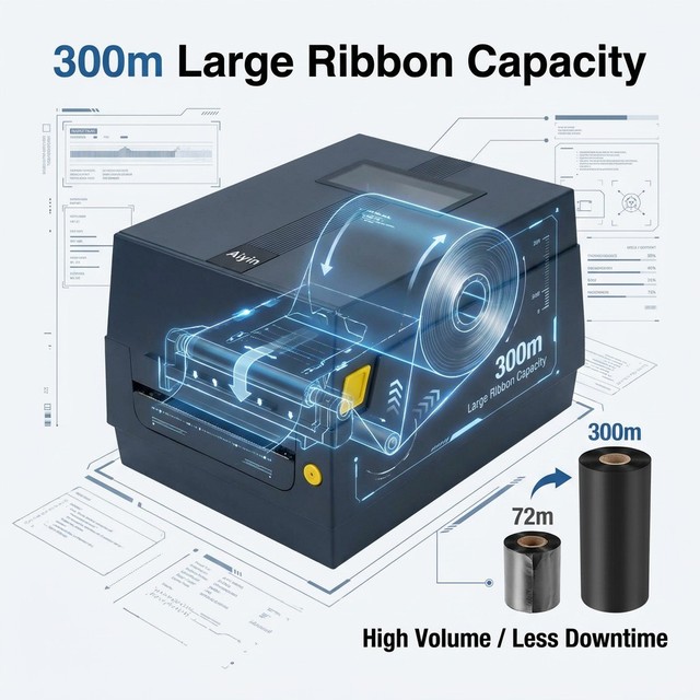 110mm Desktop Barcode Printer High Speed 4 Inch Thermal Transfer Label Printer with USB Port for Warehouse Shipping Labels