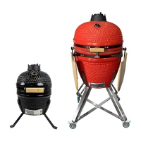Barbecue au charbon de bois en céramique de qualité supérieure, sans fumée, avec revêtement en poudre, design pliable, fonction pizza, hauteur réglable pour une utilisation en extérieur
