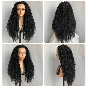 <span class=keywords><strong>Pixie</strong></span> Curly 28 Zoll 13x4 Lace Frontal Synthetik-Haarperücke Lange Lockige HD-Lace Hitzebeständige Afrikanische Hochtemperaturfaser-Perücken - Product Image 2