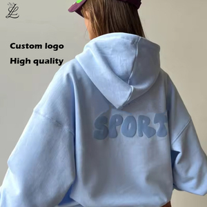 Felpe <span class=keywords><strong>con</strong></span> <span class=keywords><strong>Cappuccio</strong></span> Personalizzate <span class=keywords><strong>con</strong></span> Logo 3D in Rilievo, Abbigliamento Streetwear Femminile di Alta Qualità, Pullover <span class=keywords><strong>Oversize</strong></span> <span class=keywords><strong>con</strong></span> Spalle Scese - Product Image 1