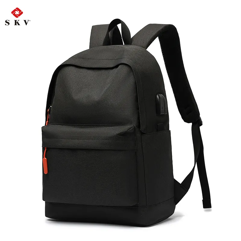 Sac à dos résistant unisexe USB décontracté léger étanche sac à dos mochilas 15.6 pouces sac à dos noir pour ordinateur portable