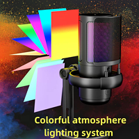 Microphone à condensateur USB RGB avec filtre anti-pop intégré, bouton de sourdine, prise casque, support de bureau pour PC, streaming, jeux, enregistrement de podcasts