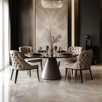 Ensemble de table à manger ronde moderne de luxe personnalisable en bois pour 4 ou 6 chaises