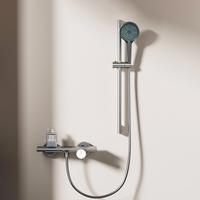 Système de douche gris anthracite mat en laiton massif avec pommeau de pluie et mitigeur mural pour projets hôteliers et d'appartements