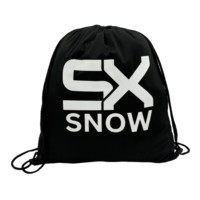 Sac à dos à cordon en microfibre noire 40x45cm avec logo personnalisé pour casque de ski et articles de sport