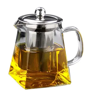 Kính ấm trà đảng hiện đại cách điện trong suốt cấp thực phẩm thủy tinh tea pot với infusers