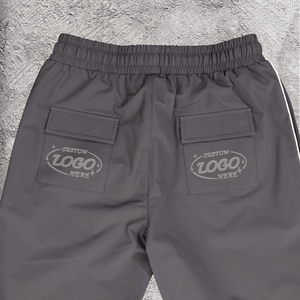 กางเกงกีฬาผ้าใบพิมพ์ลายเอวยางยืดลายทางด้านข้างแนววินเทจของผู้ชายกางเกงระบายอากาศ - Product Image 3