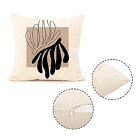 Housse de coussin décorative géométrique en lin noir et beige, style bohème abstrait, pour salon, canapé, bureau, repos