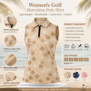 Camiseta de Golf para Mujer, Diseño Sublimado, Transpirable, de Secado Rápido, Elegante, sin Mangas, con Cierre de Cremallera de un Cuarto - Product Image 2
