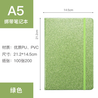 Carnet A5 à couverture rigide, artistique et exquis, avec sangle personnalisable, pour la créativité, au design simple et frais, pour étudiants, avec paillettes