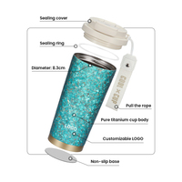 Bouteille d'eau de luxe de 520 ml au design classique, cadeaux d'affaires, bouteille d'eau à double paroi en titane pur, tasse à café isolée sous vide pour le bureau