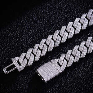 925 <b>Silver</b> Plated White Gold Moissanite Cuban <b>Bracelet</b> Necklace Wide 8mm Hip Hop Cuban Chains Fine Jewellery Ice Chain - Product Image 4