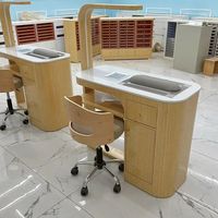 Meubles de manucure de luxe léger, mobilier de salon de beauté, poste de manucure en bois, ensemble table et chaise de manucure
