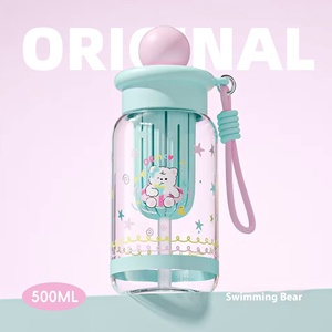 Phim hoạt hình chịu nhiệt độ cao của phụ nữ cách nhiệt rơm cốc nhựa cầm tay sinh viên nhà hiện đại công suất lớn drinkware - Product Image 6