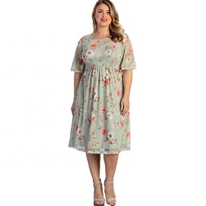 Plus Size Big Women Flare Sleeve stampa floreale Skater Dress 1XL 2XL 3XL 4XL 5XL - Product Image 6
