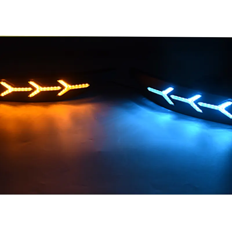 Gobison 3 màu sắc ánh sáng ban ngày chạy với tín hiệu rẽ màu vàng và ánh sáng ban đêm màu xanh cho Volkswagen VW Polo Sương Mù Ánh Sáng